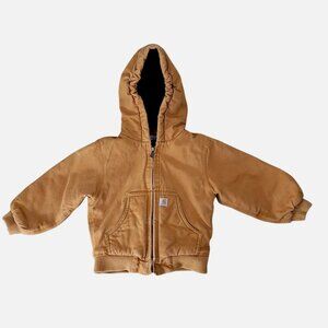 Carhartt Jacket Size 3T Unisex Boys Girls Chestnut Hooded Quilted Lining Pockets